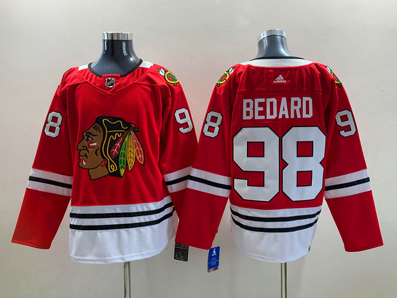 Men's Chicago Blackhawks Connor Bedard #98 Red Home Breakaway Jersey Men's Chicago Blackhawks Connor Bedard #98 Red Home Breakaway Jersey